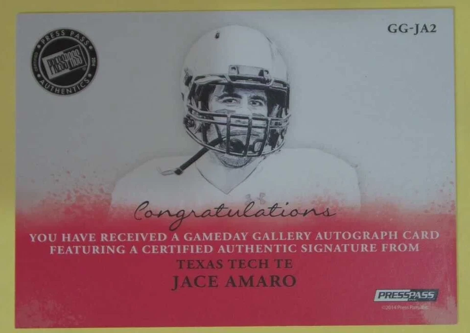Jace Amaro 2014 Press Pass Gameday Gallery Gold #GGJA2 75/99 - Image 2 of 2
