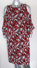 WOMAN CATO 1948 COLD SHOULDER KNEE DRESS SIZE 18/20W Bell 3/4 Sleeves zipper