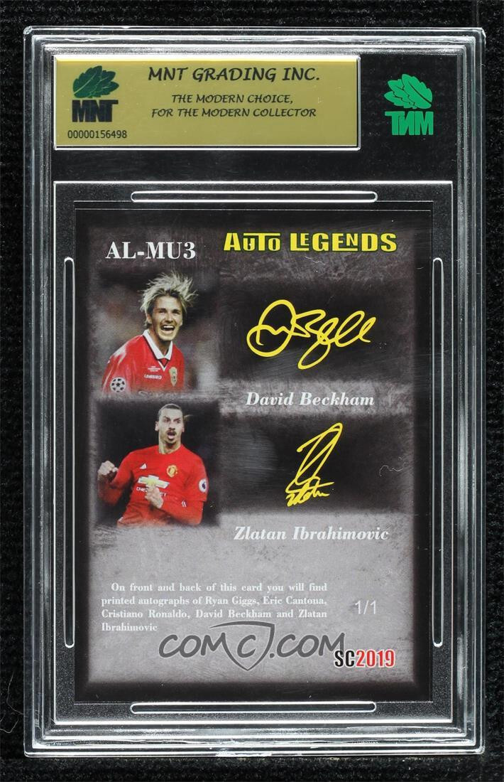 2018-19 SC2019 Giggs Cantona Ronaldo Beckham Ibrahimovic MNT 9.5 BLACK 1/1 MU view 2