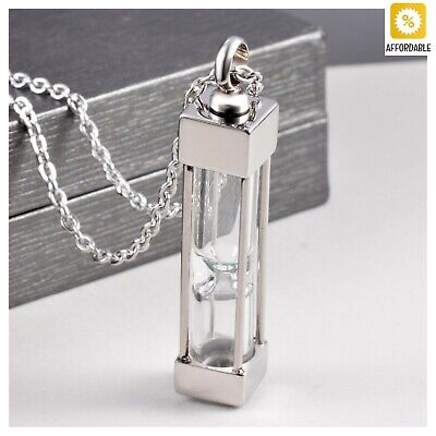 Hourglass Timer Sands of Time Cremation Jewellery Urn Pendant Ashes Necklace