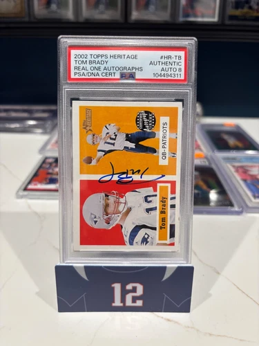 2002 TOPPS HERITAGE TOM BRADY PSA AUTHENTIC AUTO 8 INVEST GOAT HOF MVP TB12