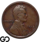 1912-S Lincoln Cent Wheat Penny, Choice VF Better Date