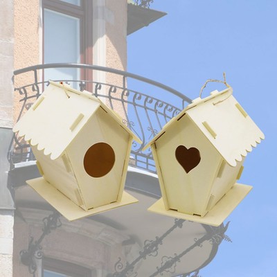 2pc kreative Holzvögel Nest Hängende Vögel Holz Vogel Nest Vögel Bett