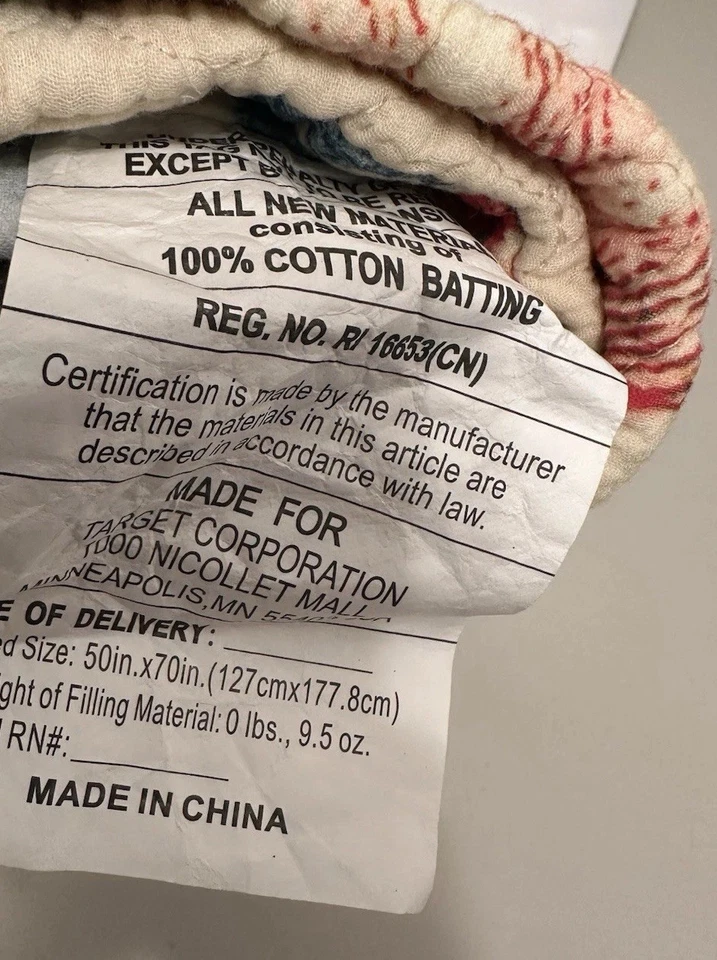 Manta John Derian Target 50"X70" acolchada collage pájaro nueva con etiquetas Foto 4 de 4