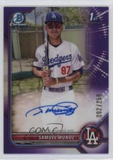 2022 Bowman Chrome Prospect Purple Refractor /250 Samuel Munoz #CPA-SM Auto 10k8