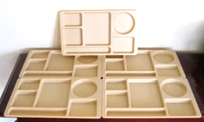 5 Divided Food Trays Cambro Vintage Cafeteria Melamine Plastic Lunch USA MADE
