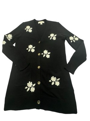 Lilly Pulitzer White floral stitch black women women s sweat sweater Small