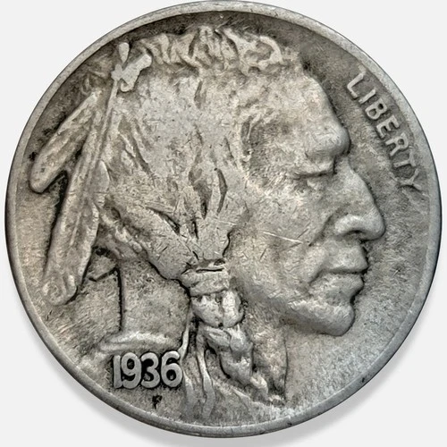 1936-S Buffalo Nickel 5c Very Fine VF+ * Original Surfaces * 1936S