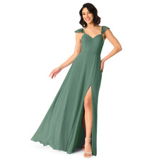 Azazie Marley A14 Eucalyptus Green Chiffon Bridesmaid Dress NWT