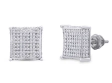 1/2 Ct Round Cut Pave Set Lab-Grown Diamond Square Stud Earrings for Women