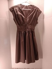 Women's Bar III Dress Brown Size Small Made In USA Cotton Cap Sleeves Short