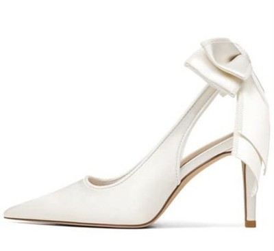 Slingback Heels for Women Pointed Closed Toe Stiletto Heels with Bow Tie Wedding