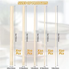 Dowel Rods 200pcs Wood Sticks 1/8-3/8X6in Craft DIY Wedding Ribbon