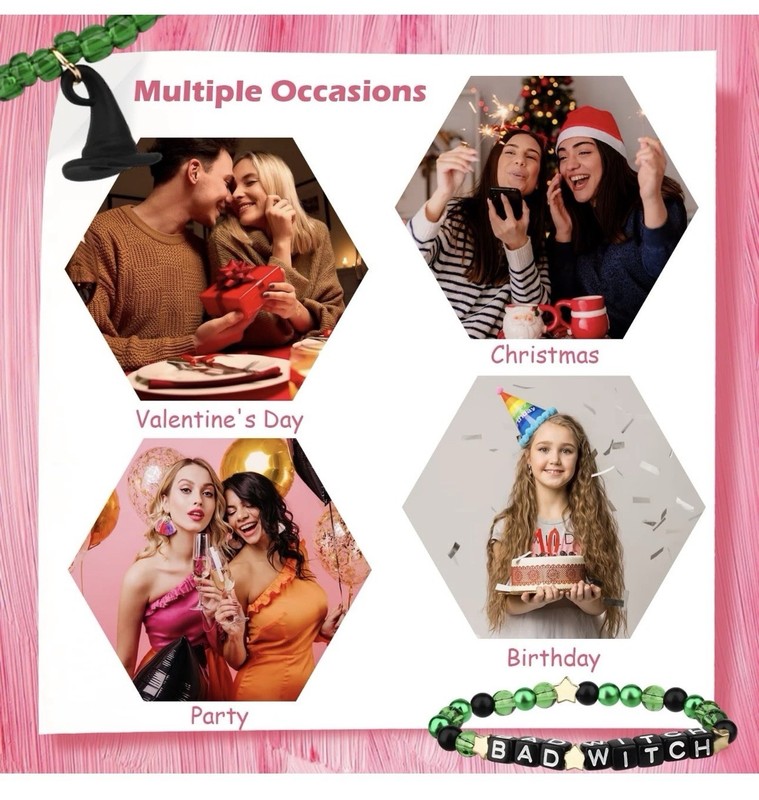 BFF Friendship Bracelet with Funny Card, Birthday & Valentine Jewelry Gift Witch