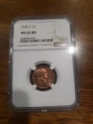 1945 S Lincoln Wheat Cent MS 65 RD NGC Penny 1c Uncirculated #4751337-006