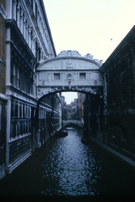 c1960's Kodachrome 35mm Slide, Venice Italy Bridge of Sighs Canal Gondolas