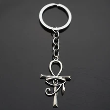 Egyptian Ankh Life Symbol Eye of Horus Ra Cross Keychain Gift Key Chain Ring
