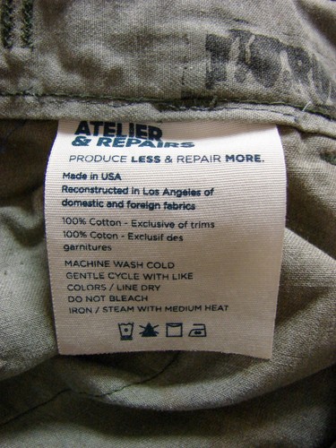 Atelier & Repairs The Blue Green Camo Patchwork Reconstructed Cargo Army Pants - Picture 5 of 10