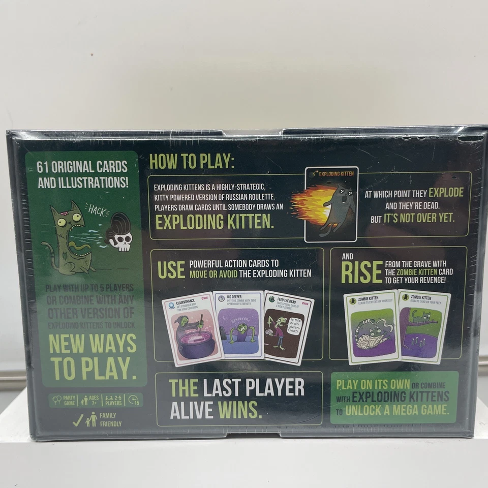 NEW ZOMBIE KITTENS CARD PARTY GAME BY EXPLODING KITTENS 2-5 PLAYERS AGES 7+ - Image 2 of 3