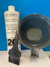 Clairol Professional Pure White Creme Developer 20Volume 16oz, Color Bowl, Brush