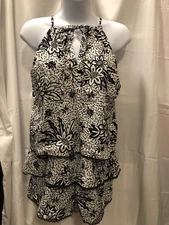 Urban Outfitter S-P Black And White Pattern Halter Romper With Layers $69.00