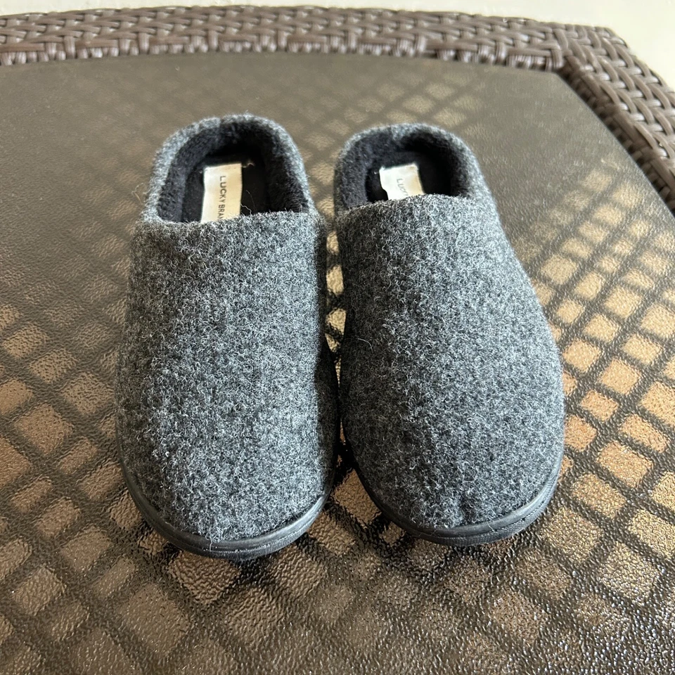 Lucky Brand Boy's Faux Wool Slip On Clog Slippers Gray Size 2/3 - Image 3 of 4