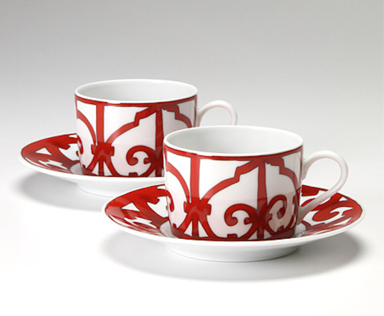 Hermes Guadalquivir Red Tea Cup Saucer Tableware 2 set Coffee