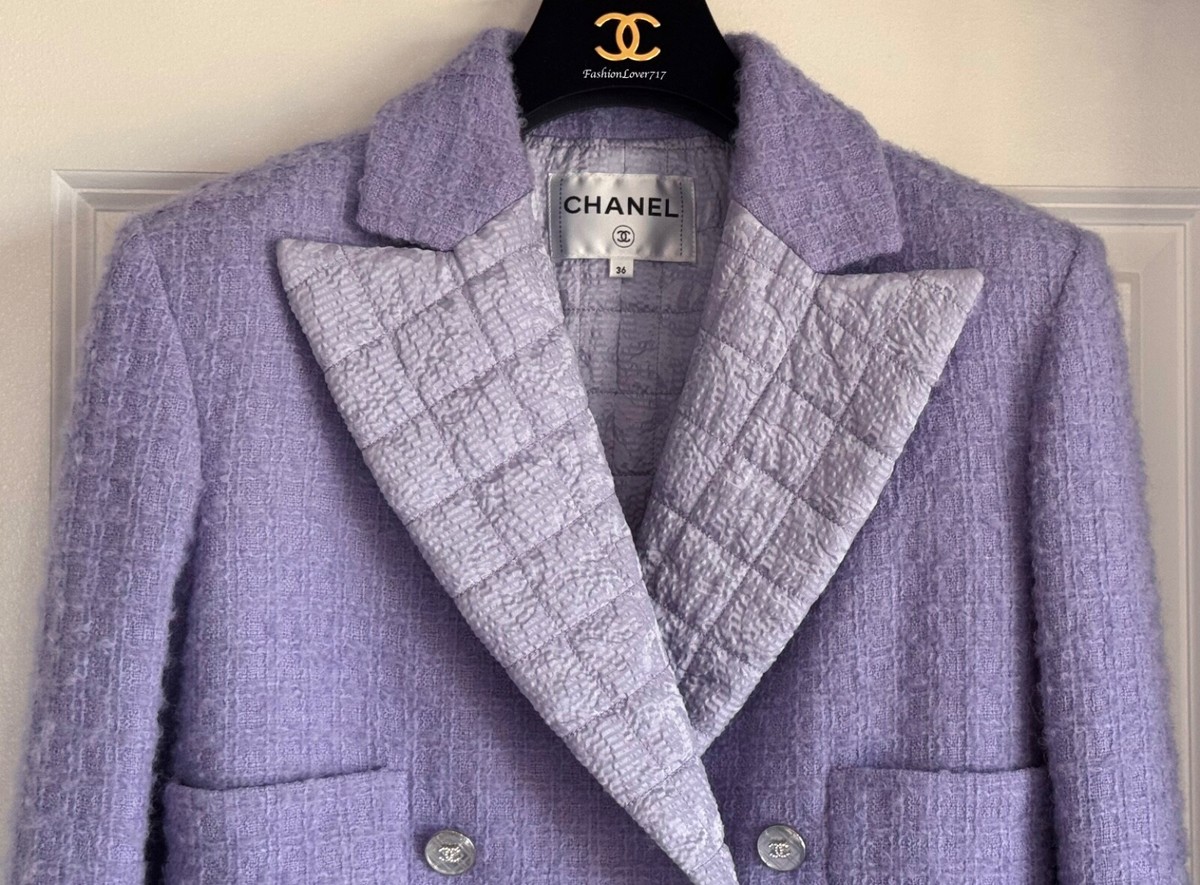 NEW CHANEL 21K LILAC WOOL TWEED CC BUTTONS RUNWAY JACKET 36 | eBay