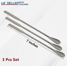 Scientific Lab Micro Spatula 7" Stainless Steel Square/Spoon Ends - Set of 3Pcs