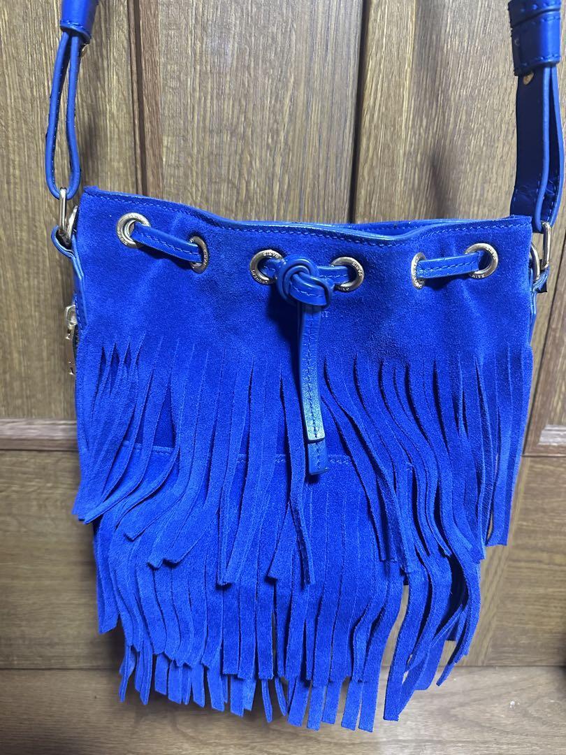 Borsa a mano Yves Saint Laurent Emmanuel con frange borsa a tracolla 2 vie blu