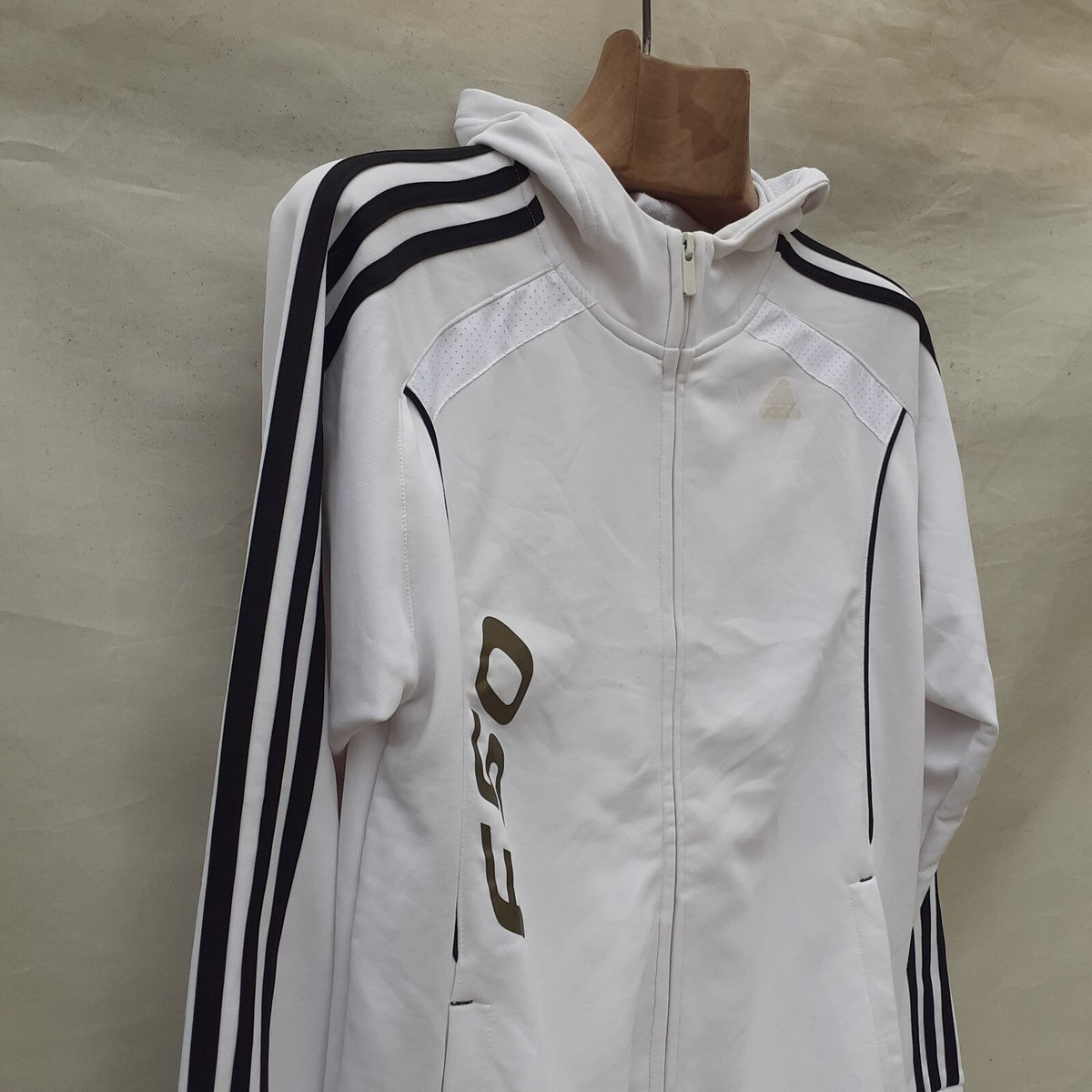 adidas Hooded Track Jacket Men's Small White Football Drip adidas Hooded Track Jacket Men's Small White Football Drip