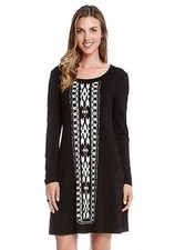 NEW KAREN KANE BLACK WHITE RAYON SHIFT DRESS SIZE L $108