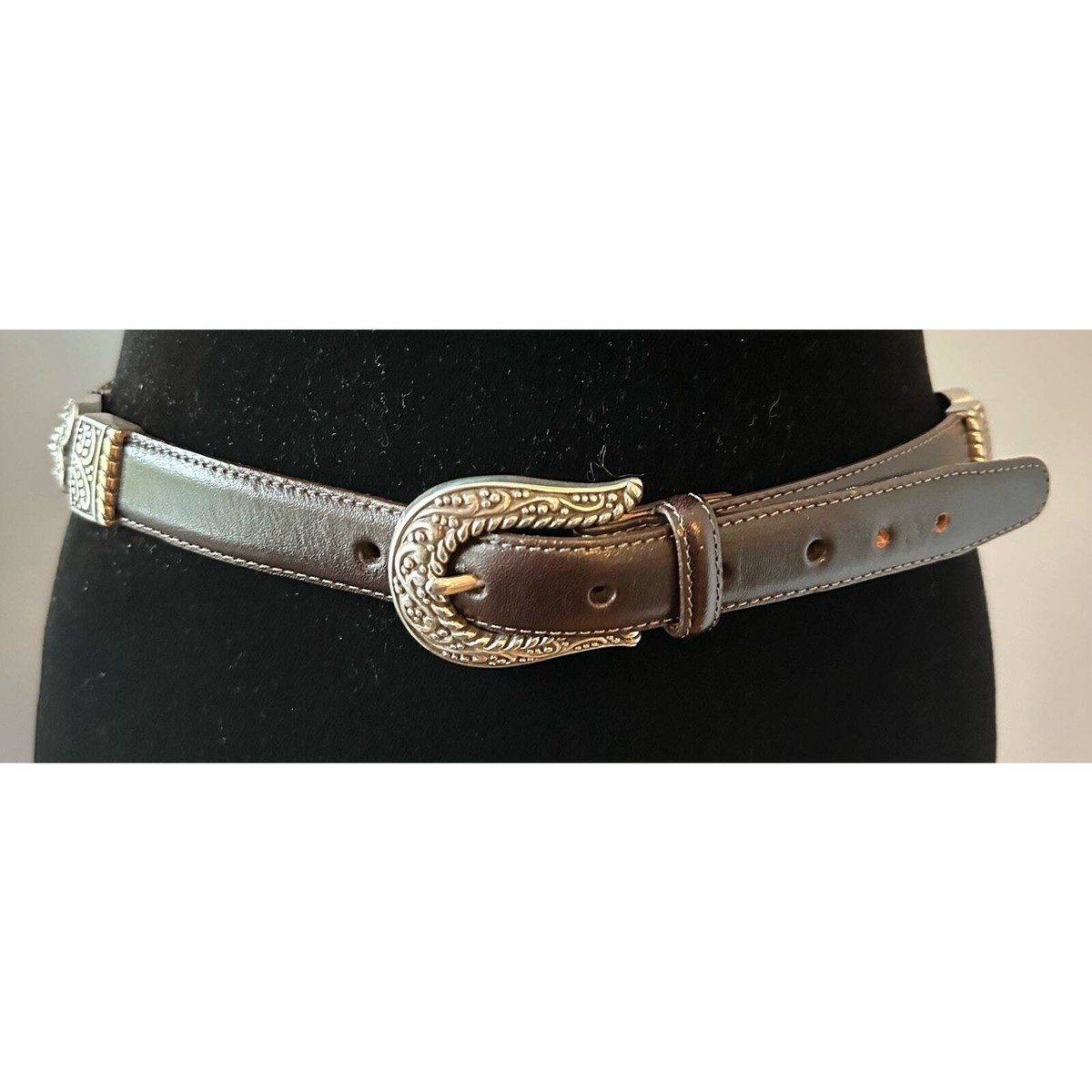 Brighton Women\'s Brown and Silver Belt VINTAGE Brighton Braided Leather Belt Womens Medium Brown  main image 2
