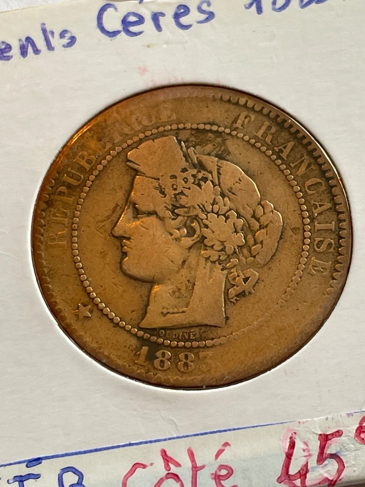 France Currency 10 Centimes Ceres 1883 A - Image 2 of 3
