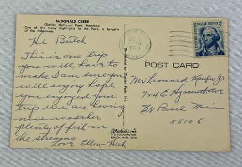 Vintage 1960s Macdonald Creek Postcard Glacier National Park Montana - Picture 3 of 6