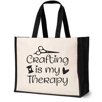 Crafting Is My Therapy Tragetasche Handwerker Geburtstagsgeschenk Damen Canvas Shopper