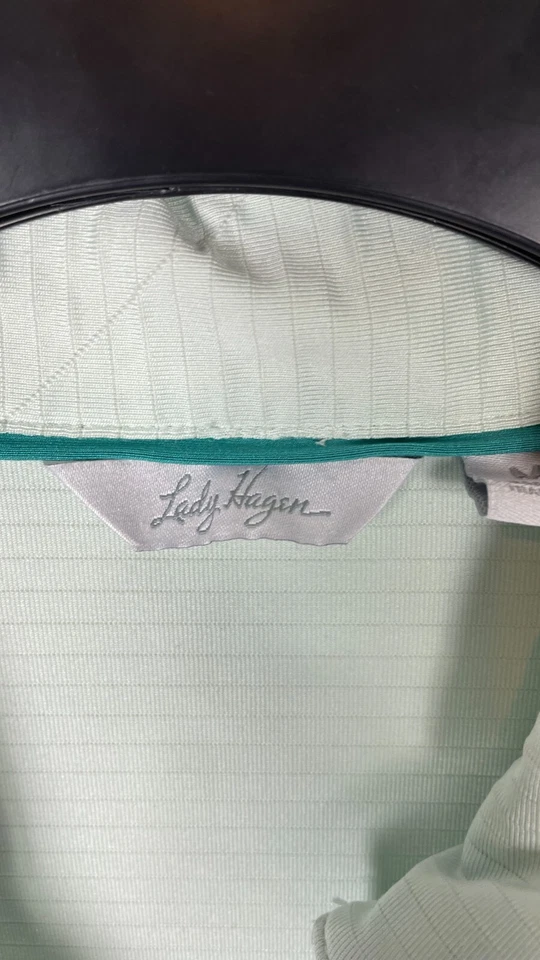 Lady Hagen Womens Top Shirt Short Sleeve Full Zip Green Size Medium - Image 4 of 4