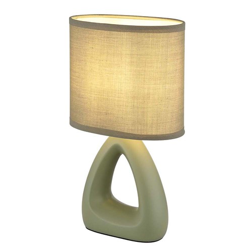 Lampada Da Tavolo In Ceramica Verde Per Sala Da Pranzo Con Tessuto 1 Fiamma - Foto 2 di 12
