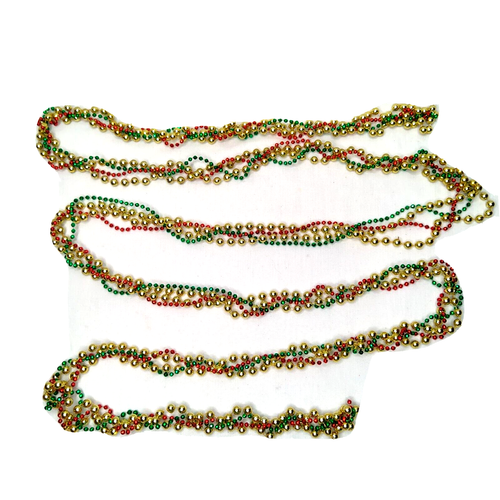 Vintage Christmas Tree Garland 9 FT Red Green Gold Triple Strand