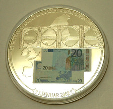 Liberia 1$ Münze 2002 Banknote 20 Euro 2002 Architektur Ø 50mm Farbe 1. Serie