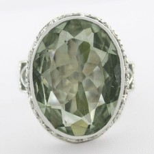 GENUINE 8.94 Cts GREEN AMETHYST RING .925 STERLING SILVER - New With Tag