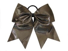 NEW "SPARKLE DOTS Gold Bronze" Cheer Bow Pony Tail Ribbon Hair Bow Cheerleading