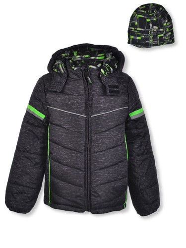 London Fog Boys’ Hooded Jacket with Shoulder Trim & Matching Beanie - Picture 23 of 23