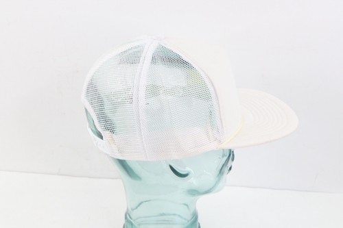 NOS Vintage 90s Streetwear Blank Roped Trucker Hat Cap Snapback White Polyester - Picture 5 of 8