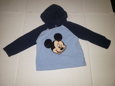 Vintage 90s 00s Disney Mickey Mouse Kids 24 Months Blue Toddler Fleece Hoodie
