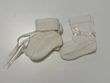 Vintage 1960s Knit White Bow Detail Baby Girl Socks New Old Stock