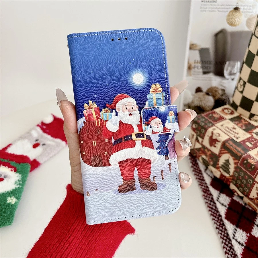 For Google Pixel 8 Pro 8A 9A 7A 9 8 7 6 5 Christmas Pattern Wallet Phone Cover - Image 4 of 4
