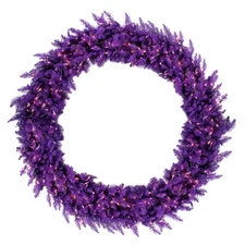 5' Purple Ashley Spruce Christmas Wreath Clear Purple Lights