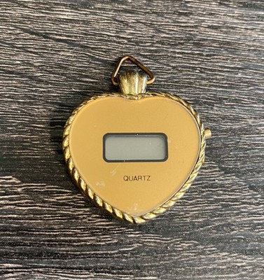 Vintage Jacques Carpentier Digital Quartz Heart Watch Necklace Pendant No Chain