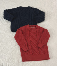 Mixed Lot of 2 Old Navy Blue/Red Cable Knit Fisherman Sweater Boys XS 5 Toddler